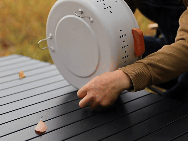 🍢 Mini Barbecue Portable Blanc avec Poignée en Bois | 31 x 31 x 13,5 cm