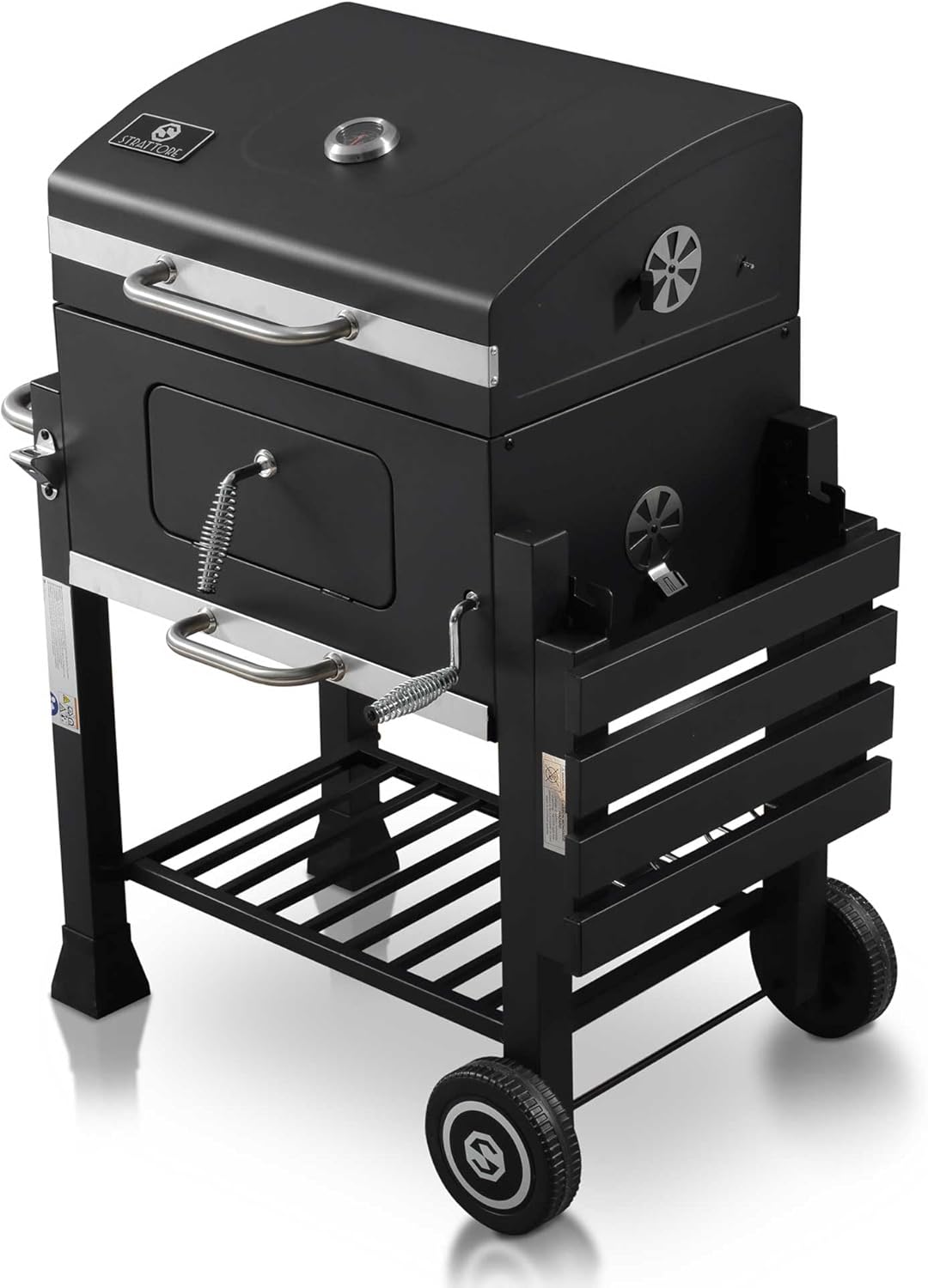 Chariot de barbecue au charbon familial avec 3 grilles | 116cm x 55,7cm x 100 cm
