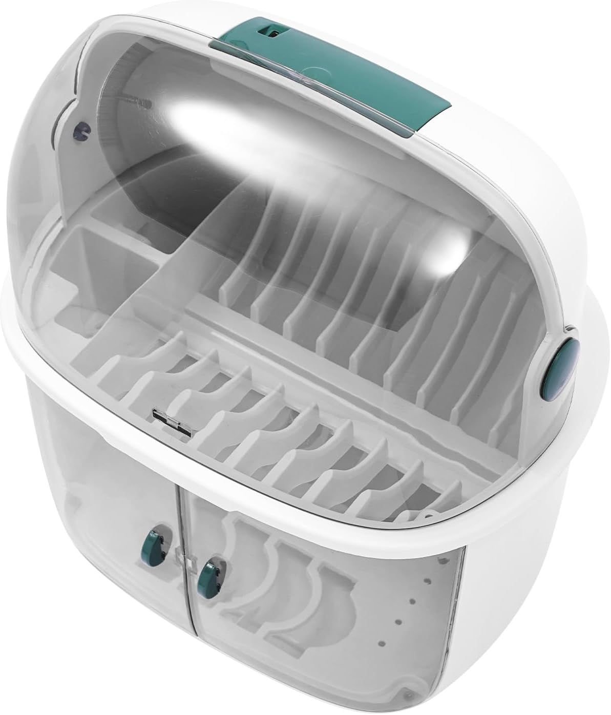 Égouttoir à Vaisselle à 2 étages avec Couvercle Transparent et Plateau à Tasses