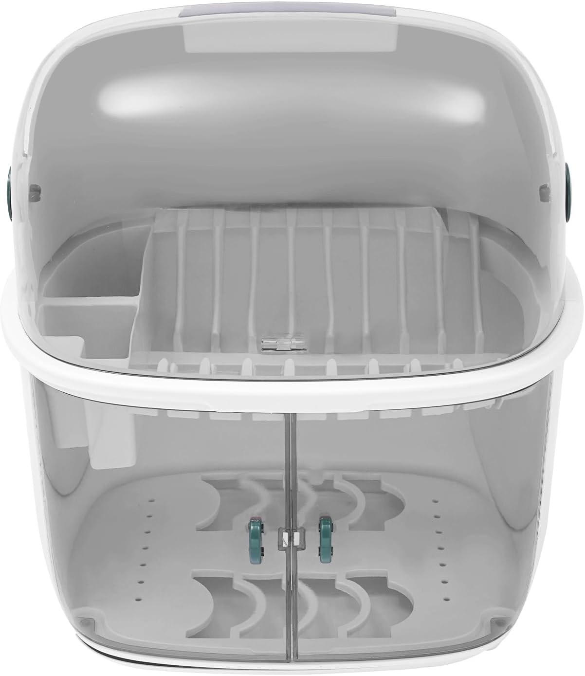 Égouttoir à Vaisselle à 2 étages avec Couvercle Transparent et Plateau à Tasses