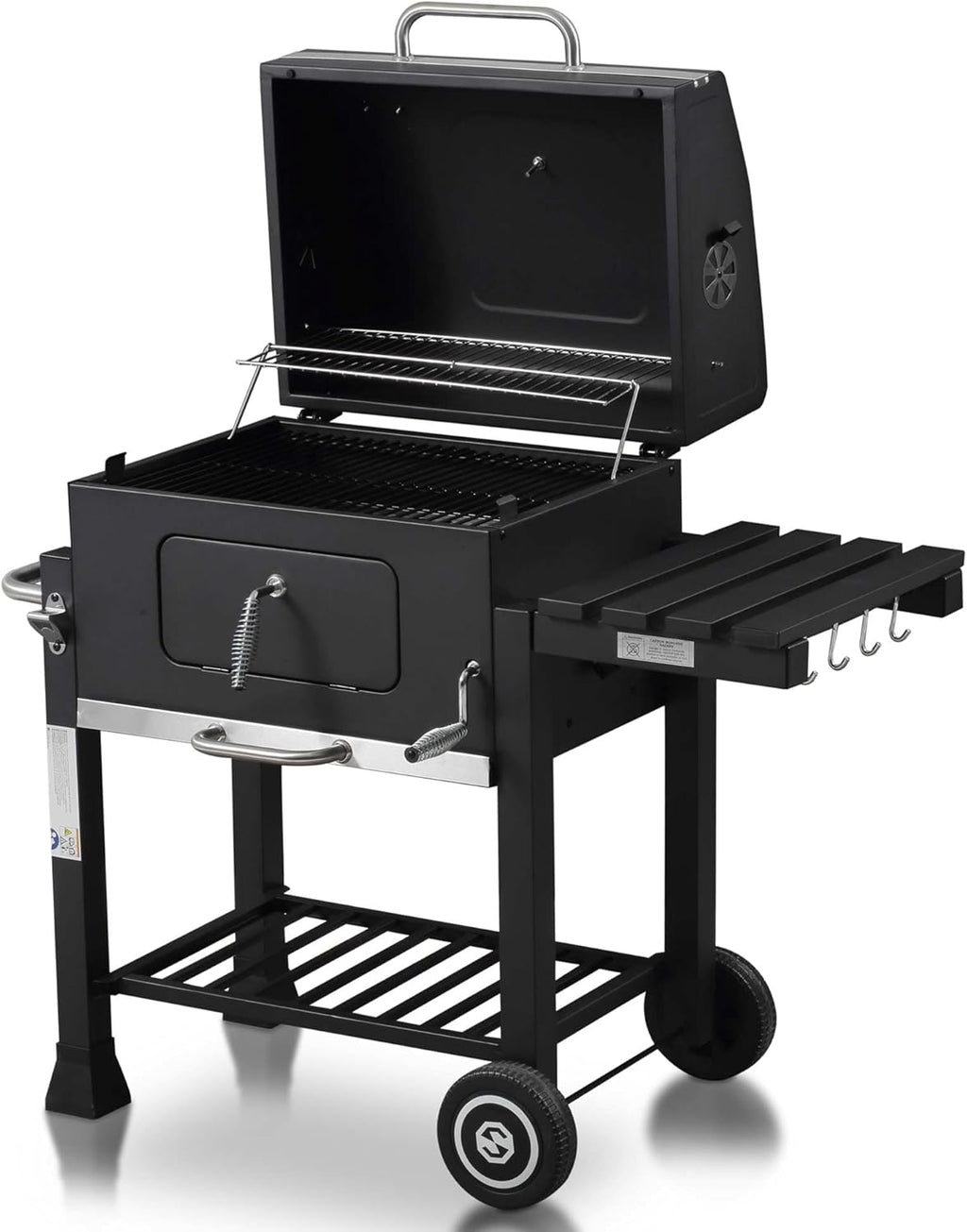 Chariot de barbecue au charbon familial avec 3 grilles | 116cm x 55,7cm x 100 cm
