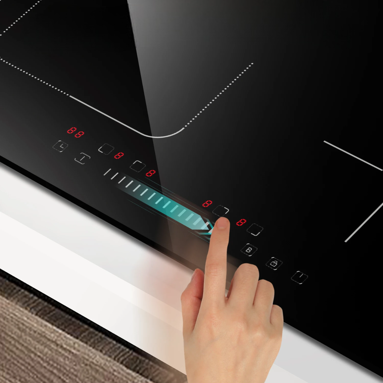 Plaque de cuisson à 4 feux à induction avec commande à curseur