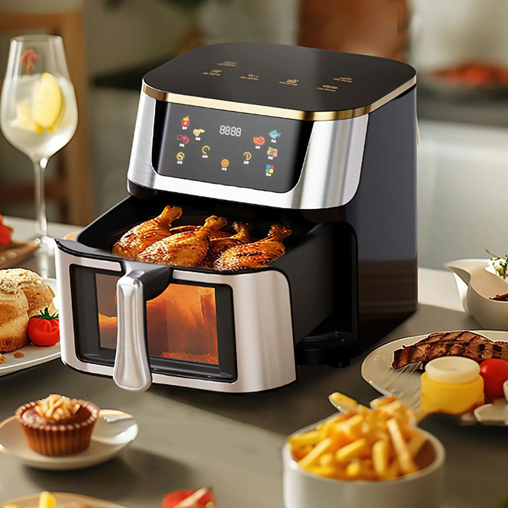 🍟 Friteuse sans huile 12L – Écran Tactile LED & Fenêtre Visuelle | Cuisson Saine & Croustillante