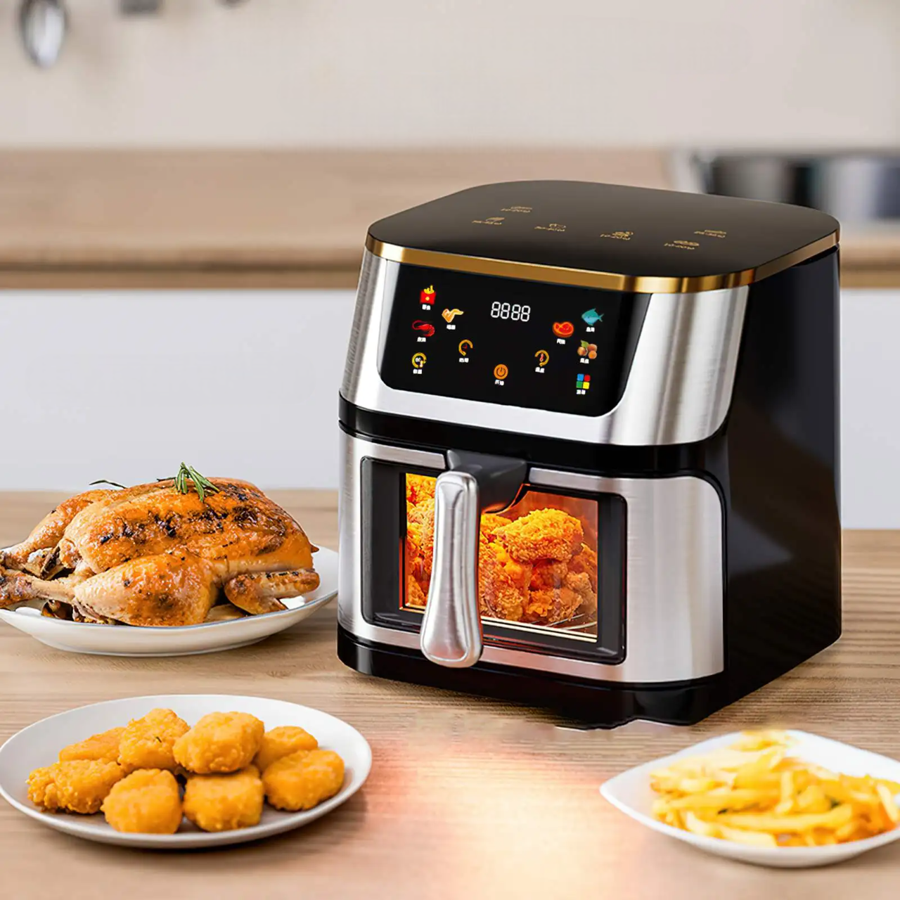 🍟 Friteuse sans huile 12L – Écran Tactile LED & Fenêtre Visuelle | Cuisson Saine & Croustillante