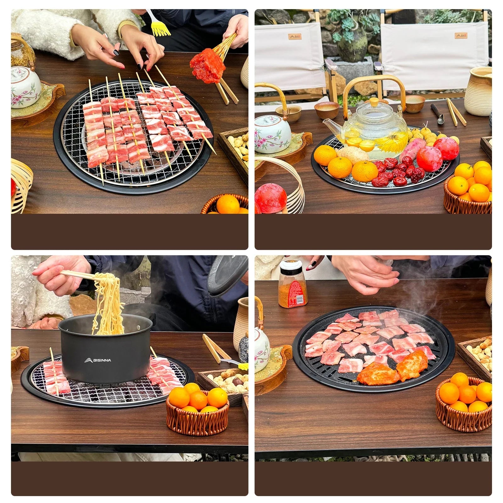 🍽️ Table Pliante Portable avec Barbecue Intégré | 80 x 60 x 47 cm