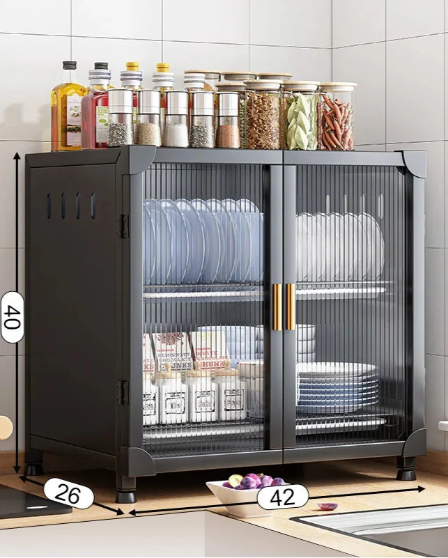 Mini buffet de cuisine vitré en métal