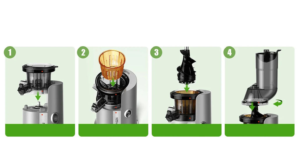 🍹 Extracteur de Jus à Froid | Goulotte Large & Nettoyage Facile – 60 tr/min, 7 Étapes d’Extraction