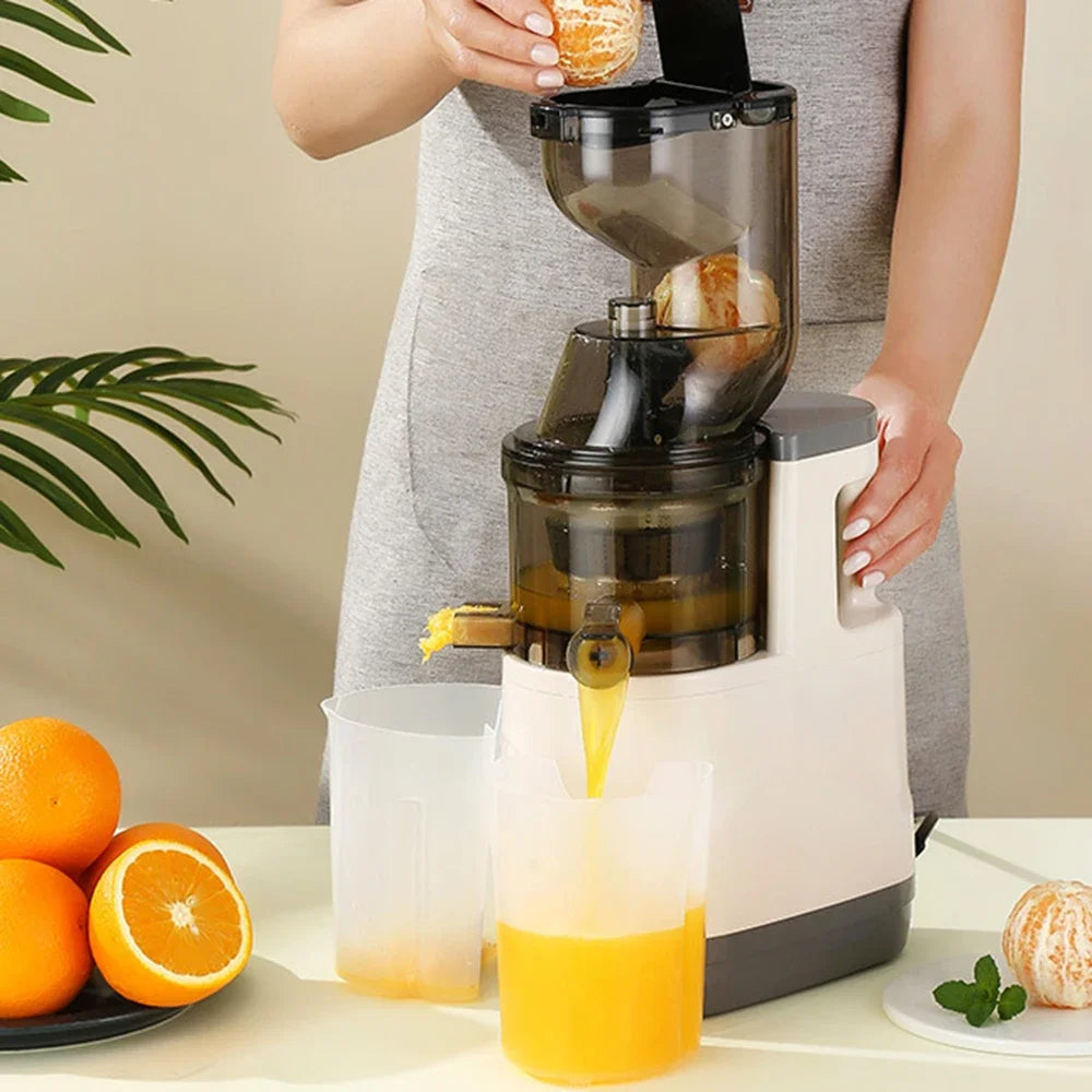 Slow Juicer Machine – Large Caliber Fruit & Vegetable Juice Extractor with Pulp Separator | Electric Juicer with Filter & Brush