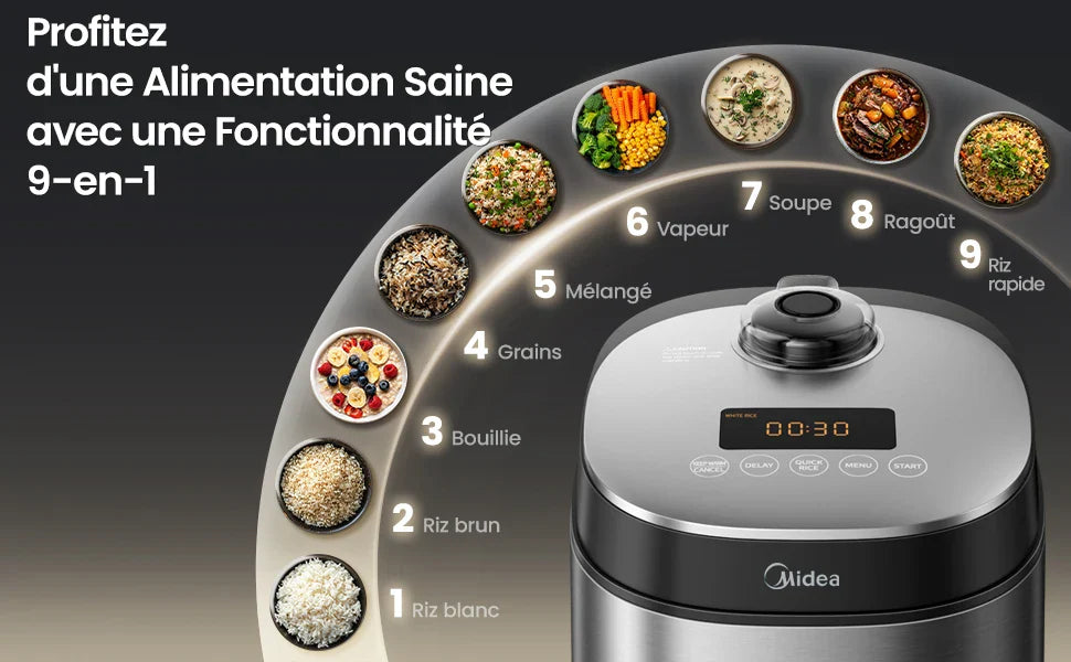 🍚 Cuiseur à Riz Multifonction | 2 L – 9 Programmes | Pour 1 à 3 personnes