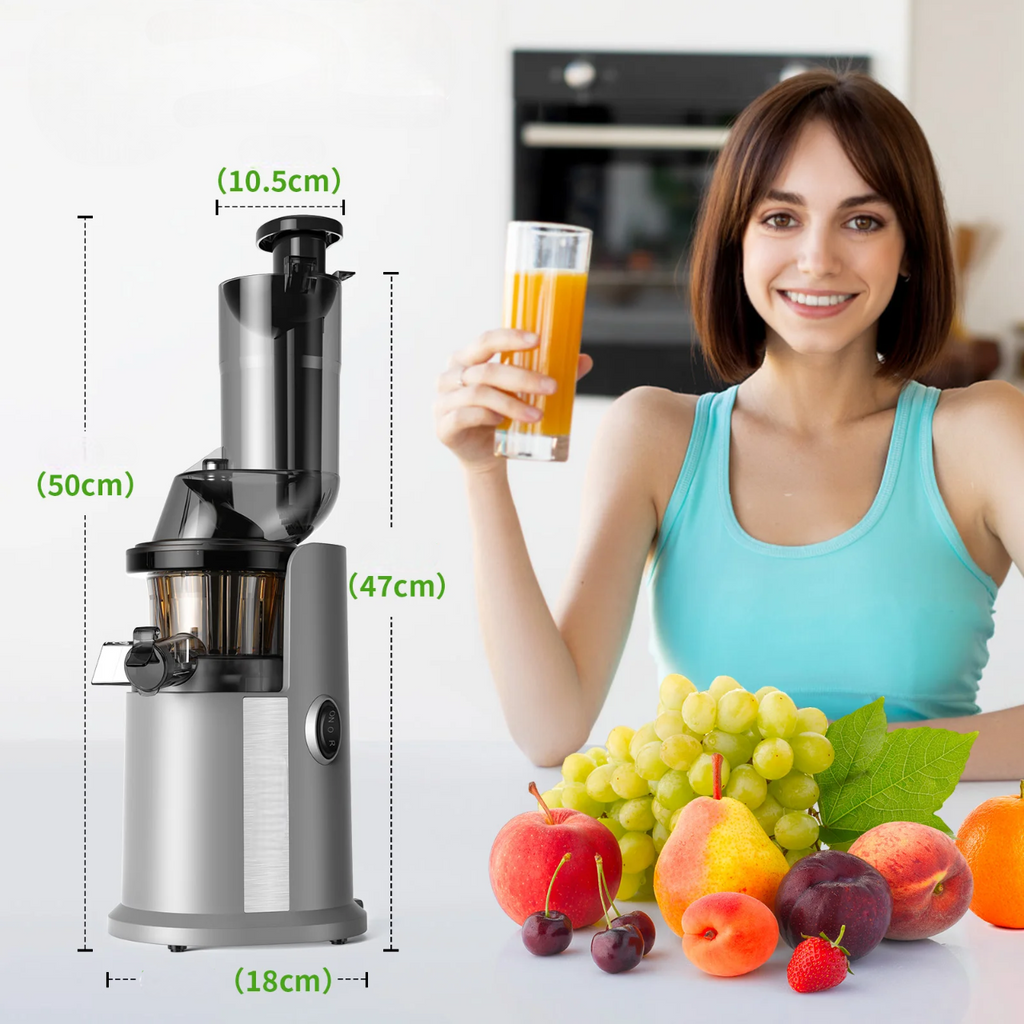 🍹 Extracteur de Jus à Froid | Goulotte Large & Nettoyage Facile – 60 tr/min, 7 Étapes d’Extraction