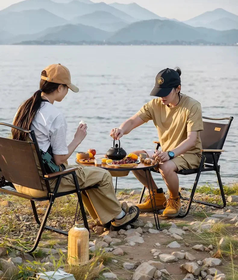 Table Ronde Pliante Portable avec Barbecue Intégré