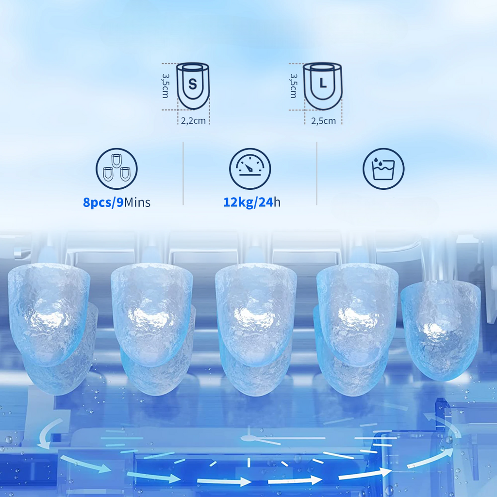 🧊 Machine à Glaçons Électrique – 12 kg / 24h | Portable, Rapide, avec Écran LCD & Auto-nettoyage