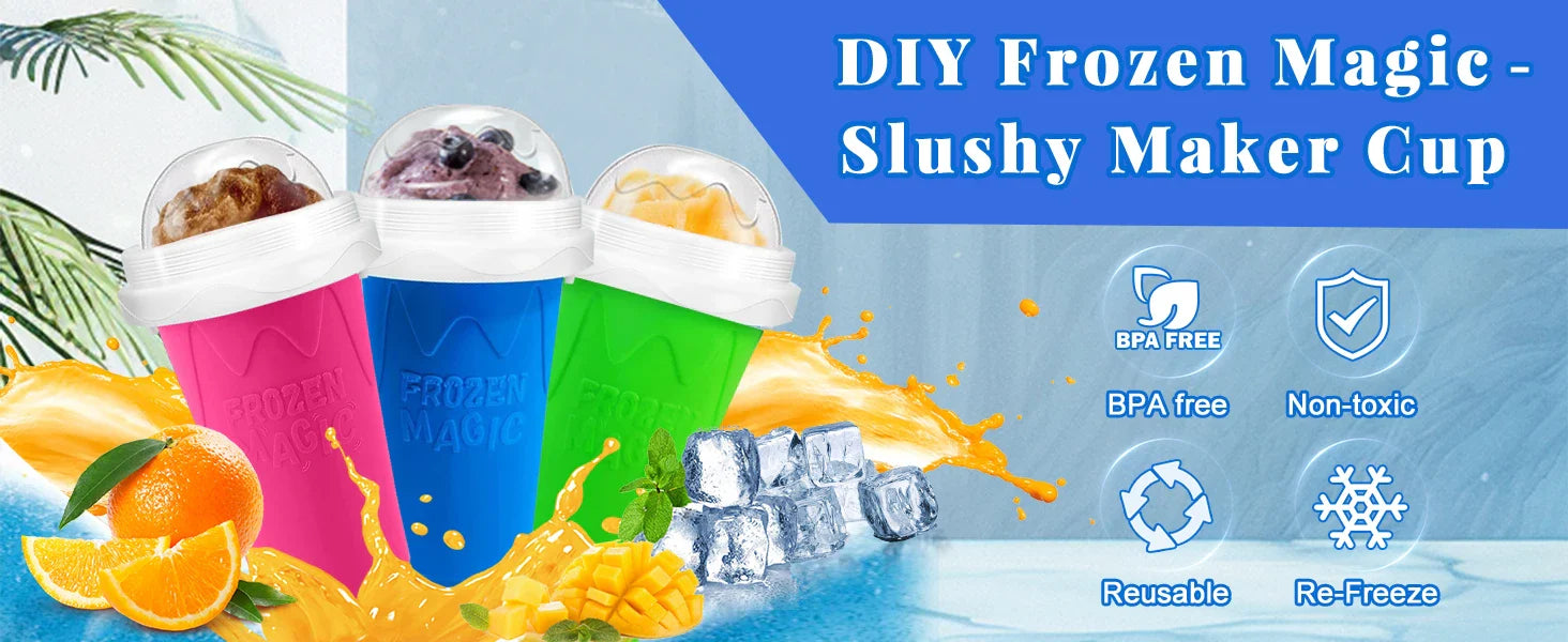 Quick-Freeze Slushy Maker Cup – 350ml DIY Smoothie & Milkshake Squeeze Cup | BPA-Free Silicone | Fun Summer Gift for Kids & Teens 🇨🇦