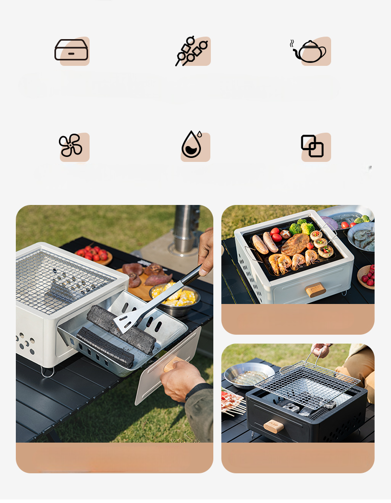 🍢 Mini Barbecue à Charbon Multifonction Portable en Métal