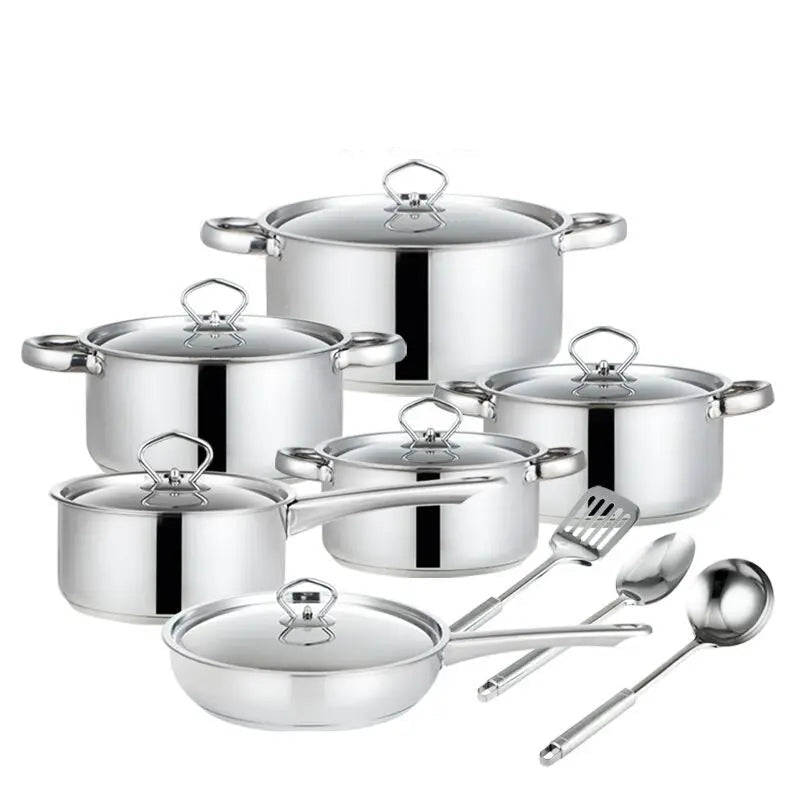 6-Piece Stainless Steel Cookware Set – Double Bottom Pots & Pans | Durable Kitchen Cooking Set with Lids | Gift for Moms & Home Chefs