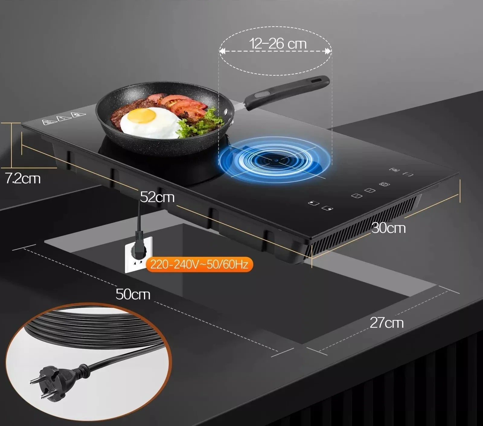 Plaque de cuisson à 2 feux à induction