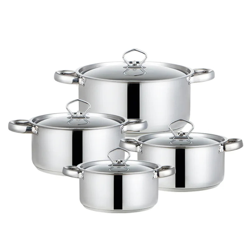 6-Piece Stainless Steel Cookware Set – Double Bottom Pots & Pans | Durable Kitchen Cooking Set with Lids | Gift for Moms & Home Chefs