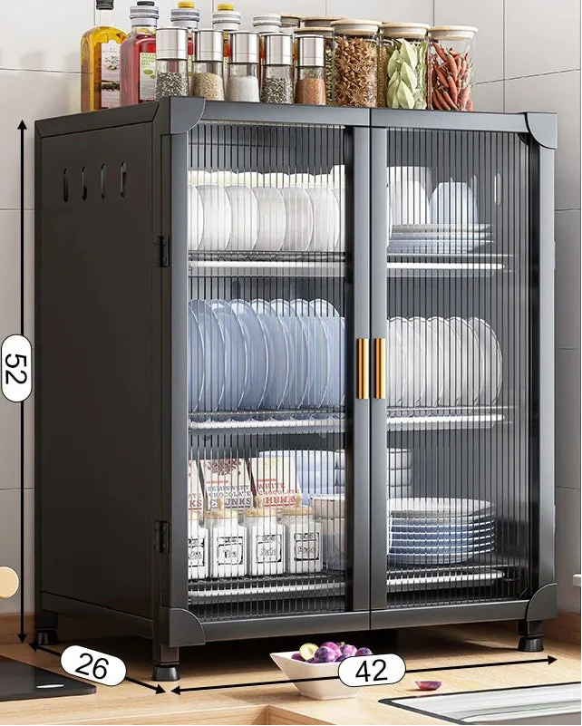 Mini buffet de cuisine vitré en métal