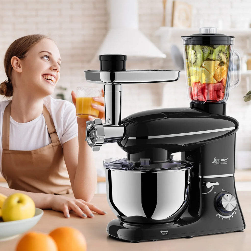 Robot Pâtissier Multifonction 3 en 1 – 1500W | Pétrisseur, Fouet & Hachoir à viande