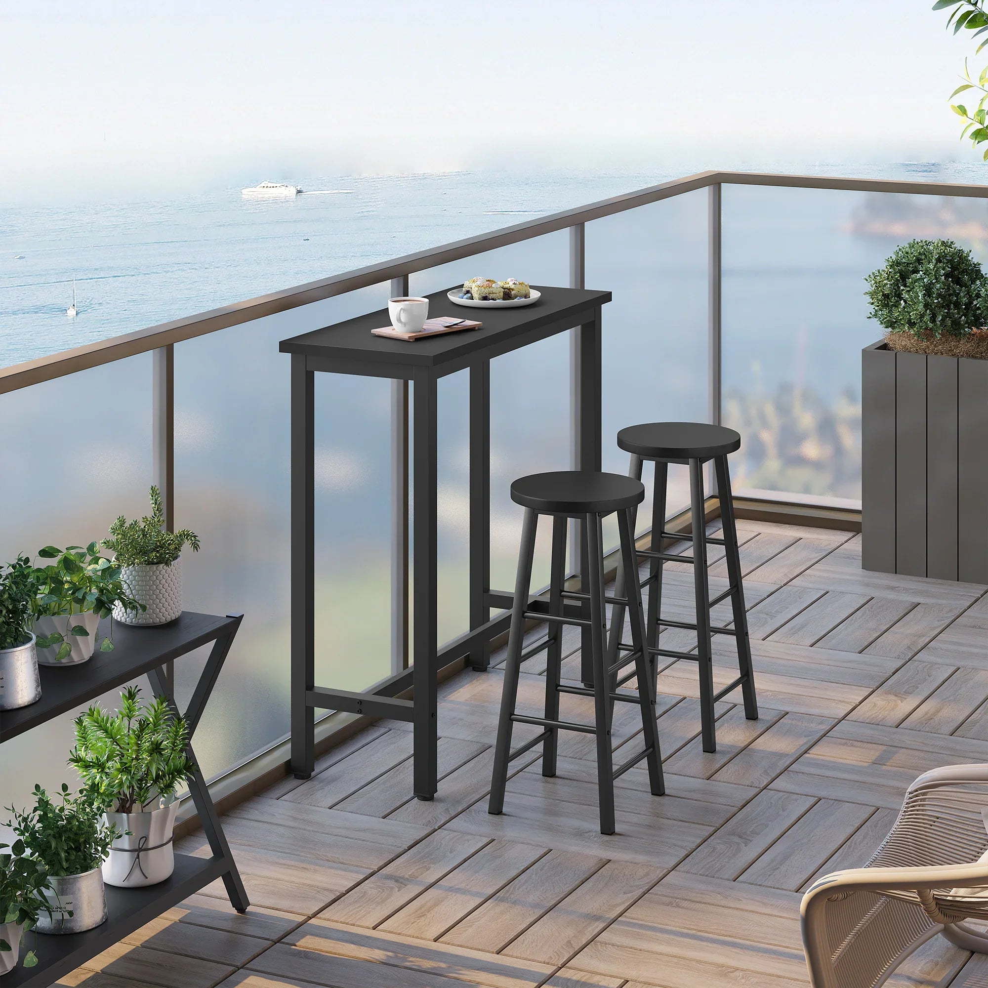 Black metal bar table | 40 x 100 x 100 cm