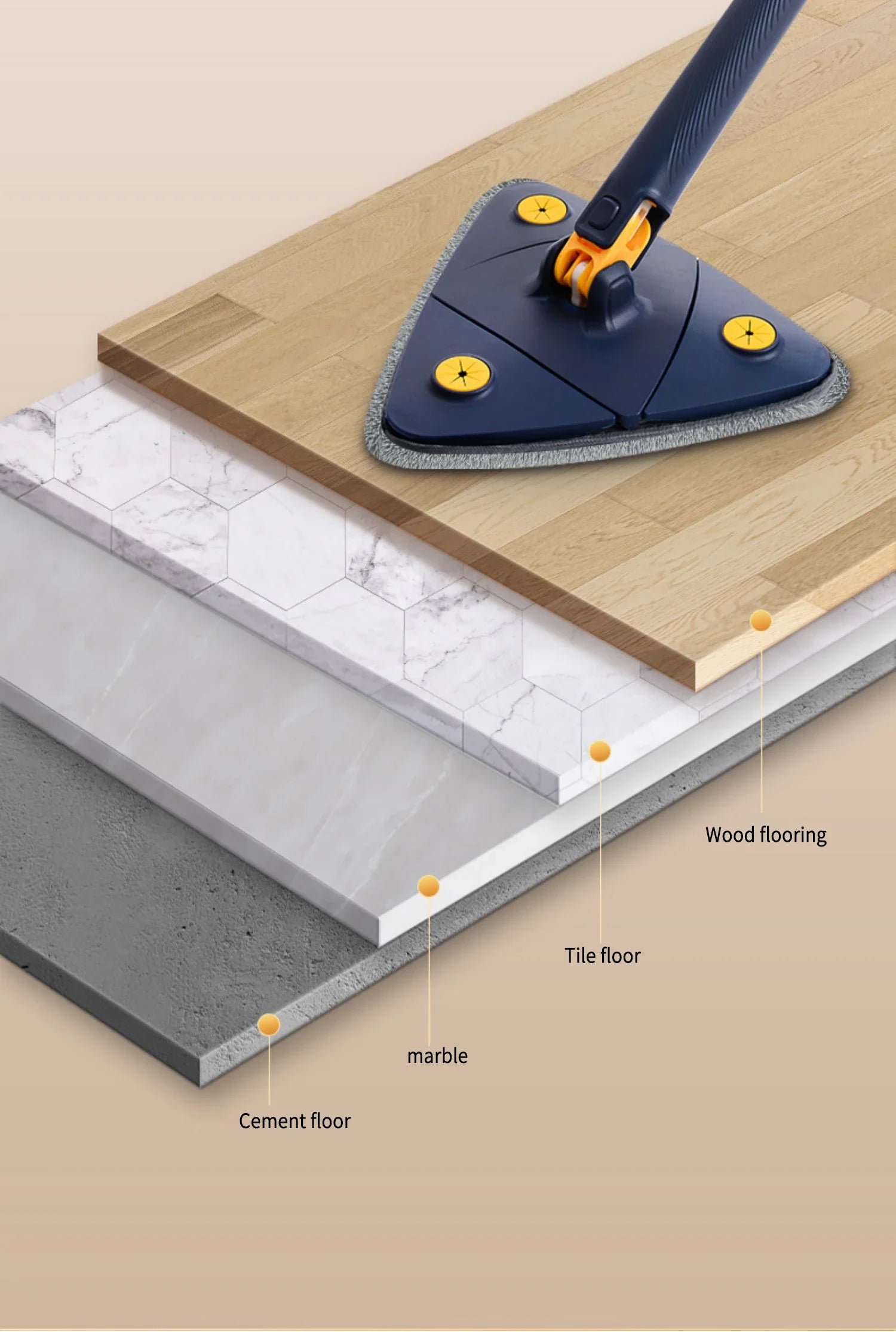 360° rotating triangular broom Powerful self-wringing