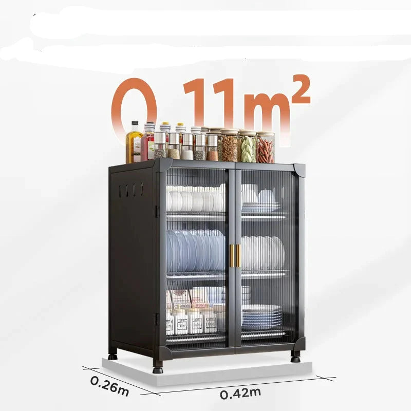 Mini buffet de cuisine vitré en métal