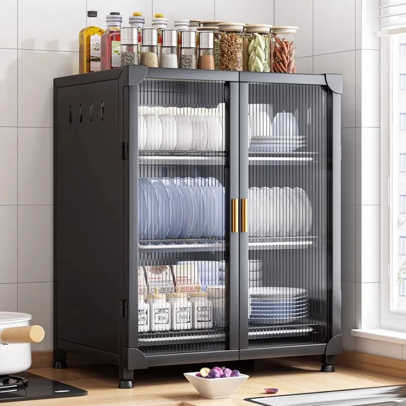 Mini buffet de cuisine vitré en métal