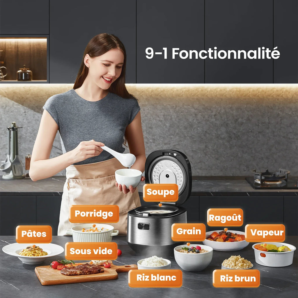 🍚 Cuiseur à Riz Multifonction | 2 L – 9 Programmes | Pour 1 à 3 personnes