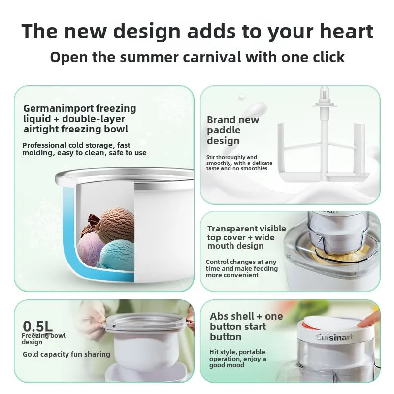 Ice Cream Maker – Automatic| Smoothie White | 500ml