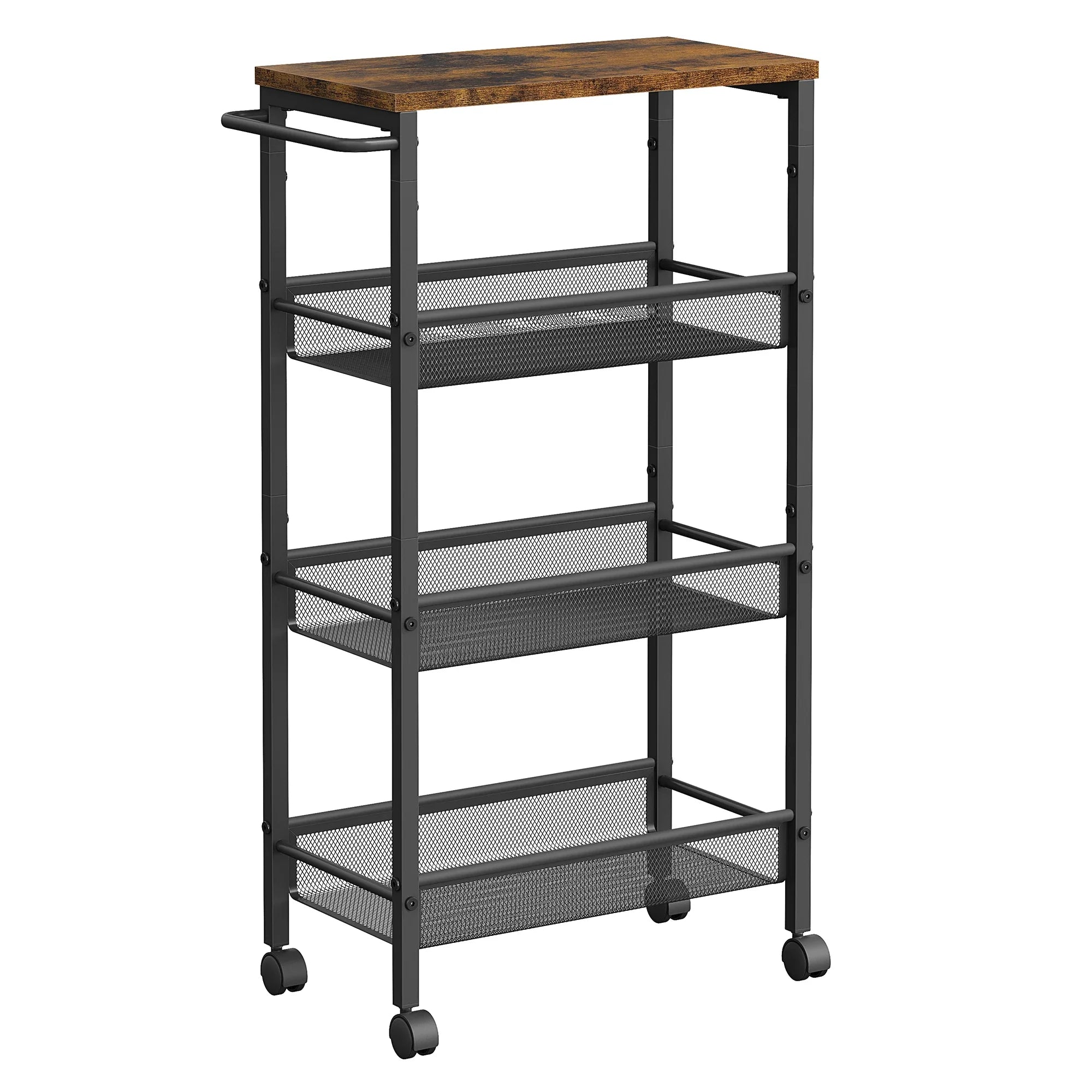 Industrial Style 4-Tier Kitchen Trolley with Wheels | 22 x 45.4 x 77 cm