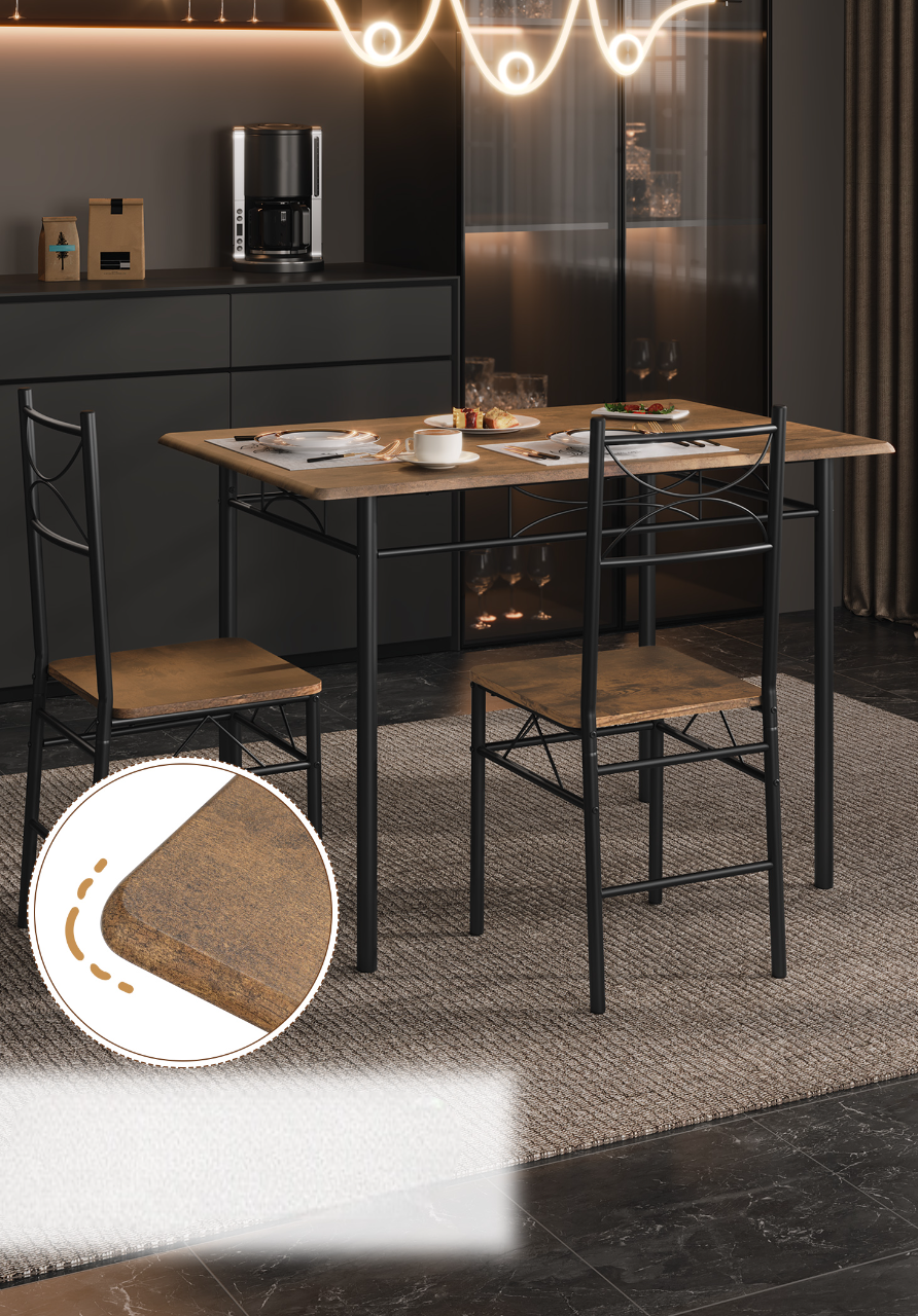 Industrial Dining Table Set with 4 Chairs – 110 x 76 x 70 cm