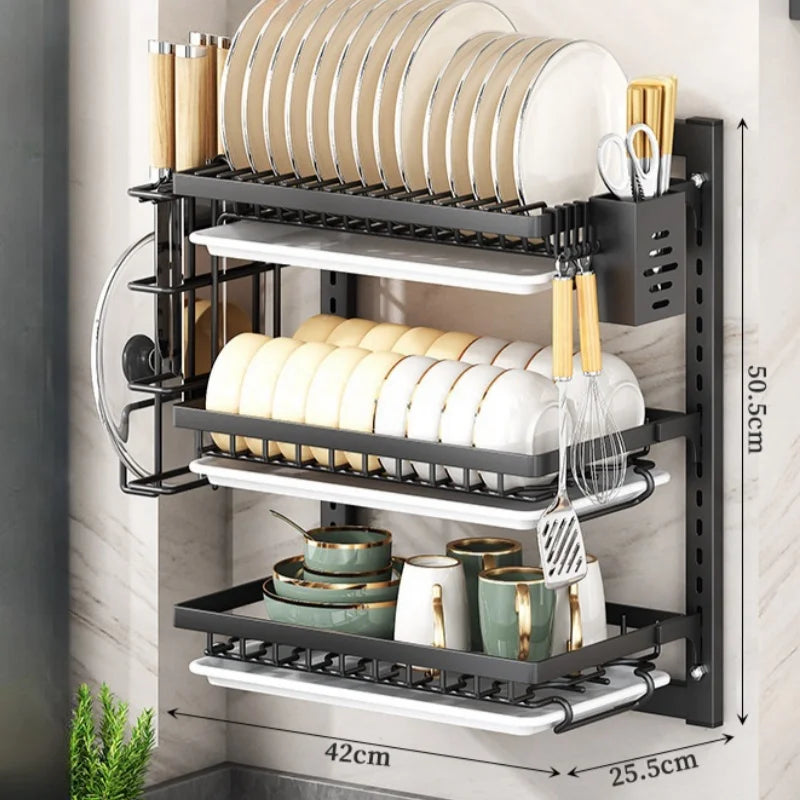 Étagère de rangement de vaisselle murale en acier inoxydable