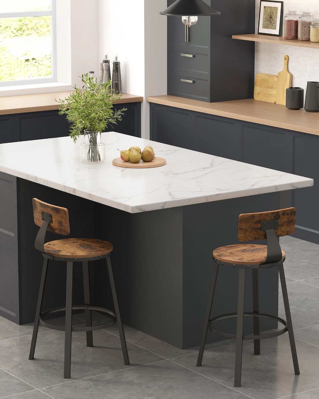 Set of 2 rustic industrial style bar stools