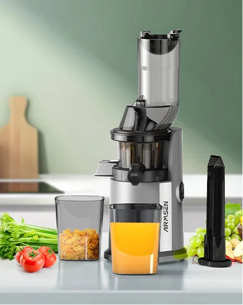 🍹 Extracteur de Jus à Froid | Goulotte Large & Nettoyage Facile – 60 tr/min, 7 Étapes d’Extraction