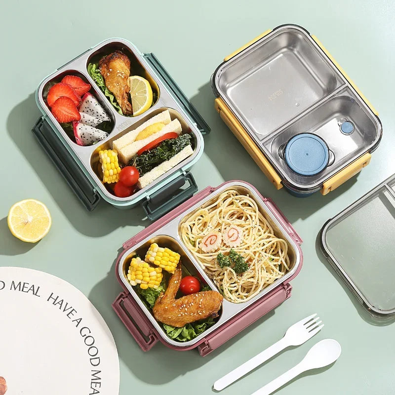 Bento Lunch Box –  Stainless Steel Leakproof & Compact with Tableware | 850ml