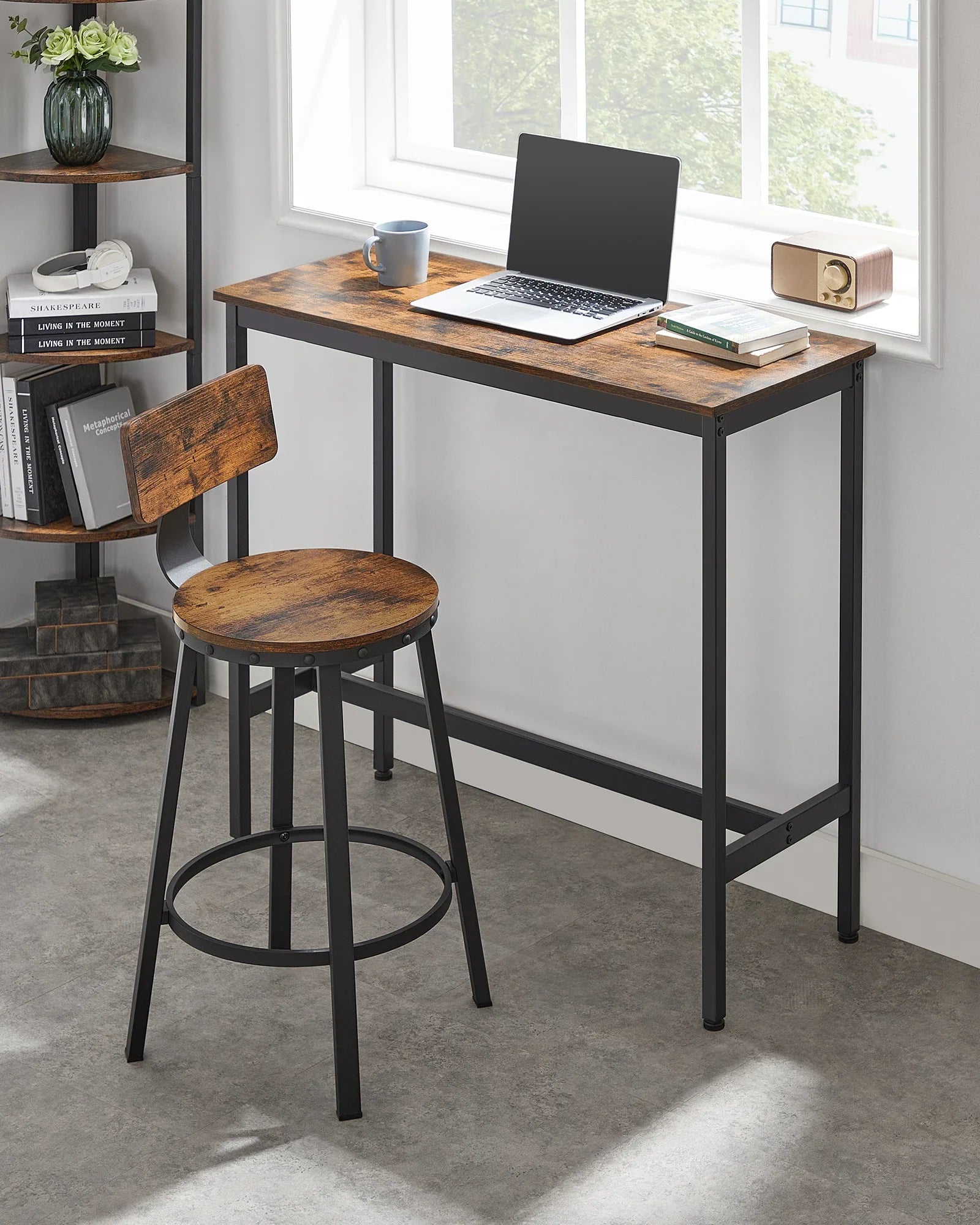 Set of 2 rustic industrial style bar stools