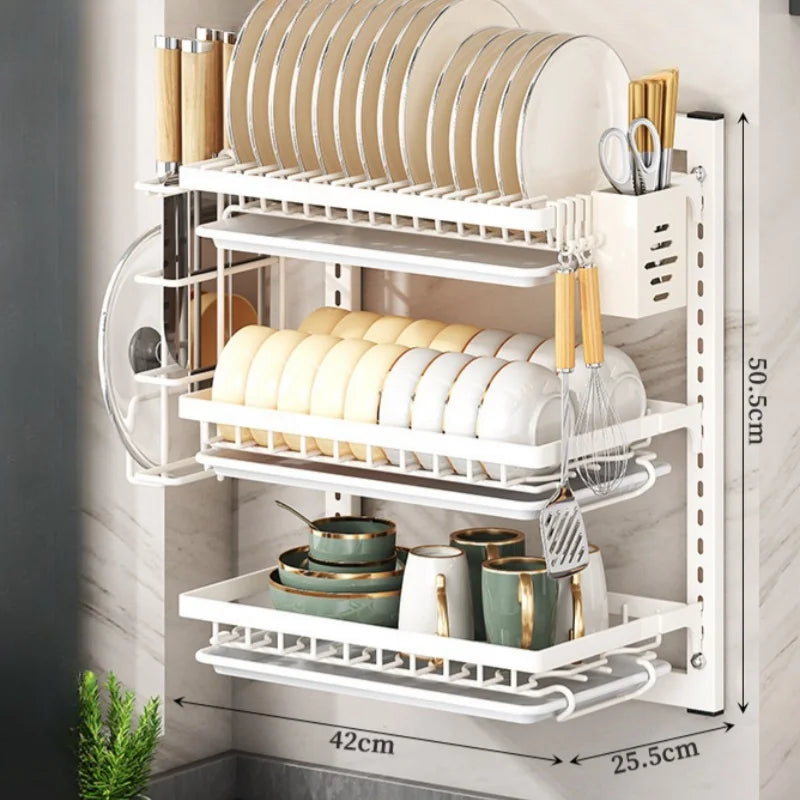 Étagère de rangement de vaisselle murale en acier inoxydable