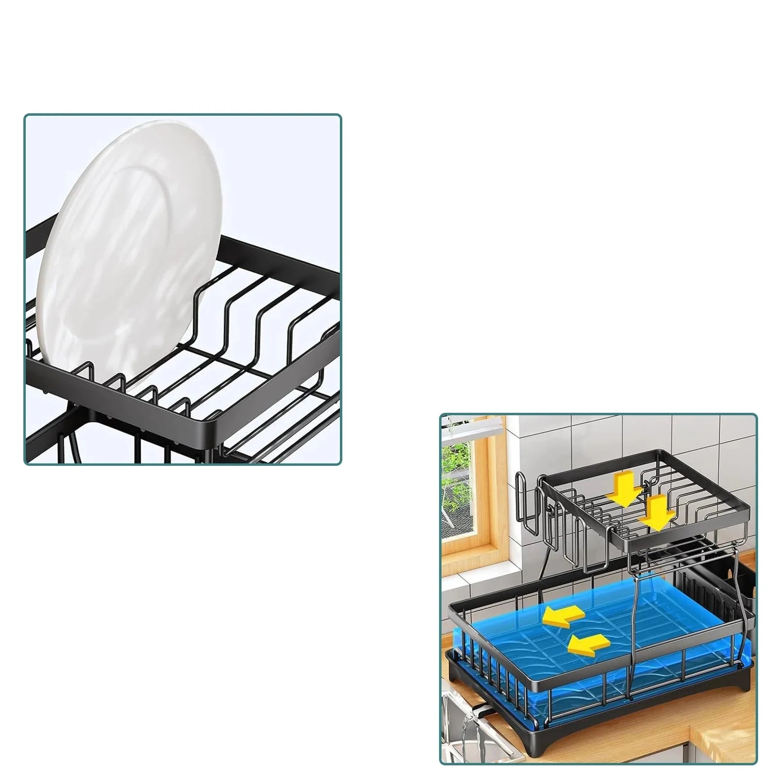 Égouttoir à vaisselle à 2 étages en métal