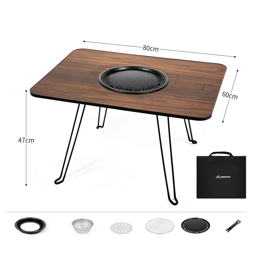 🍽️ Table Pliante Portable avec Barbecue Intégré | 80 x 60 x 47 cm