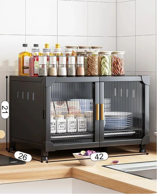 Mini buffet de cuisine vitré en métal