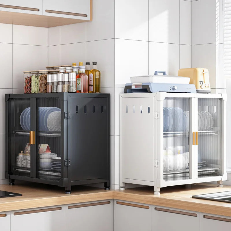 Mini buffet de cuisine vitré en métal