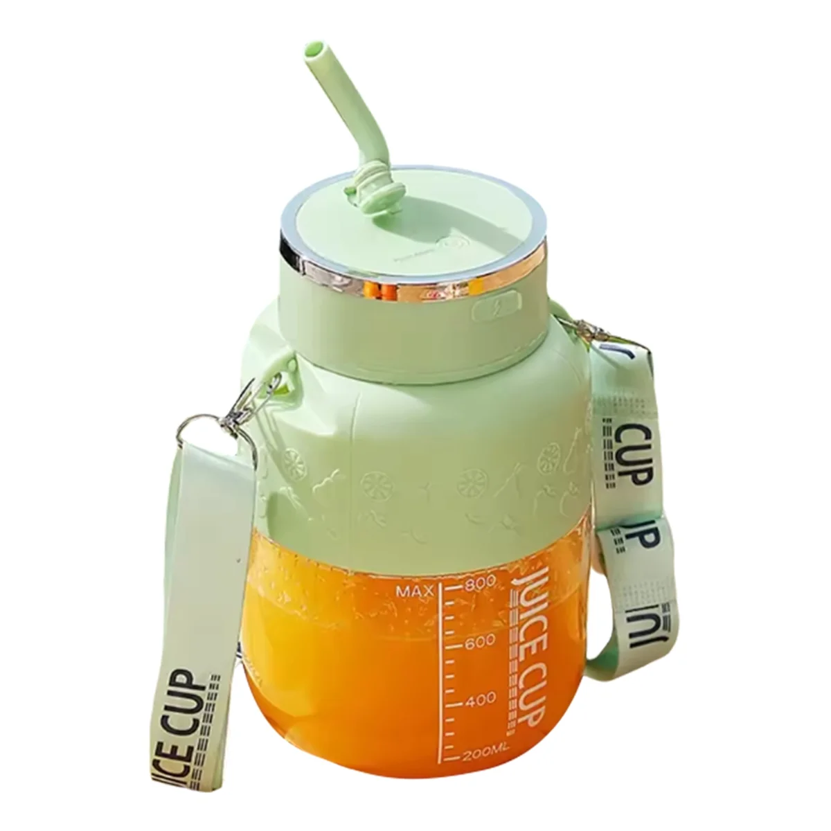 800ml Wireless Portable Electric Juicer Cup – 10 Stainless Steel Blades | USB Rechargeable Fruit Smoothie Blender with Straw & Lanyard