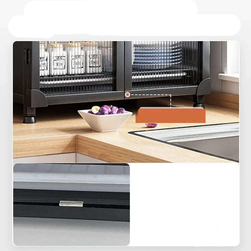 Mini buffet de cuisine vitré en métal