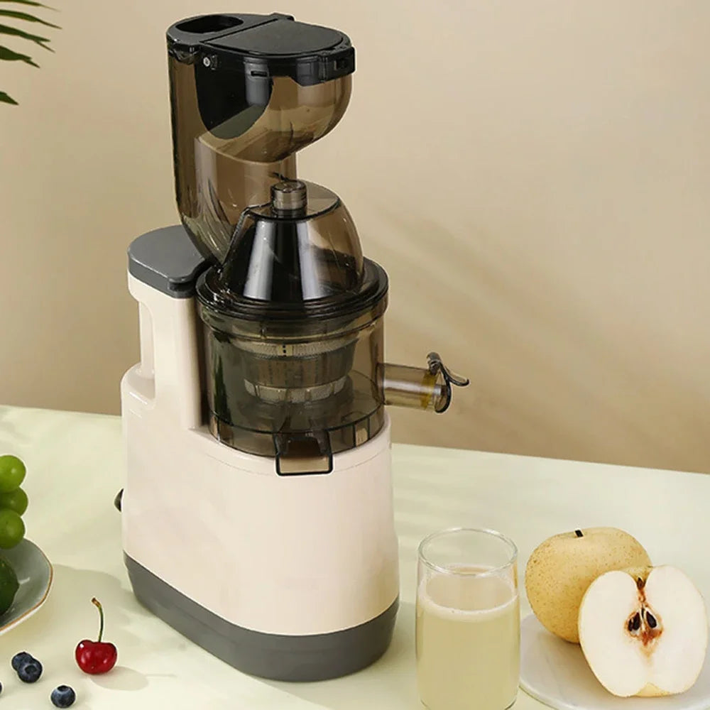 Slow Juicer Machine – Large Caliber Fruit & Vegetable Juice Extractor with Pulp Separator | Electric Juicer with Filter & Brush