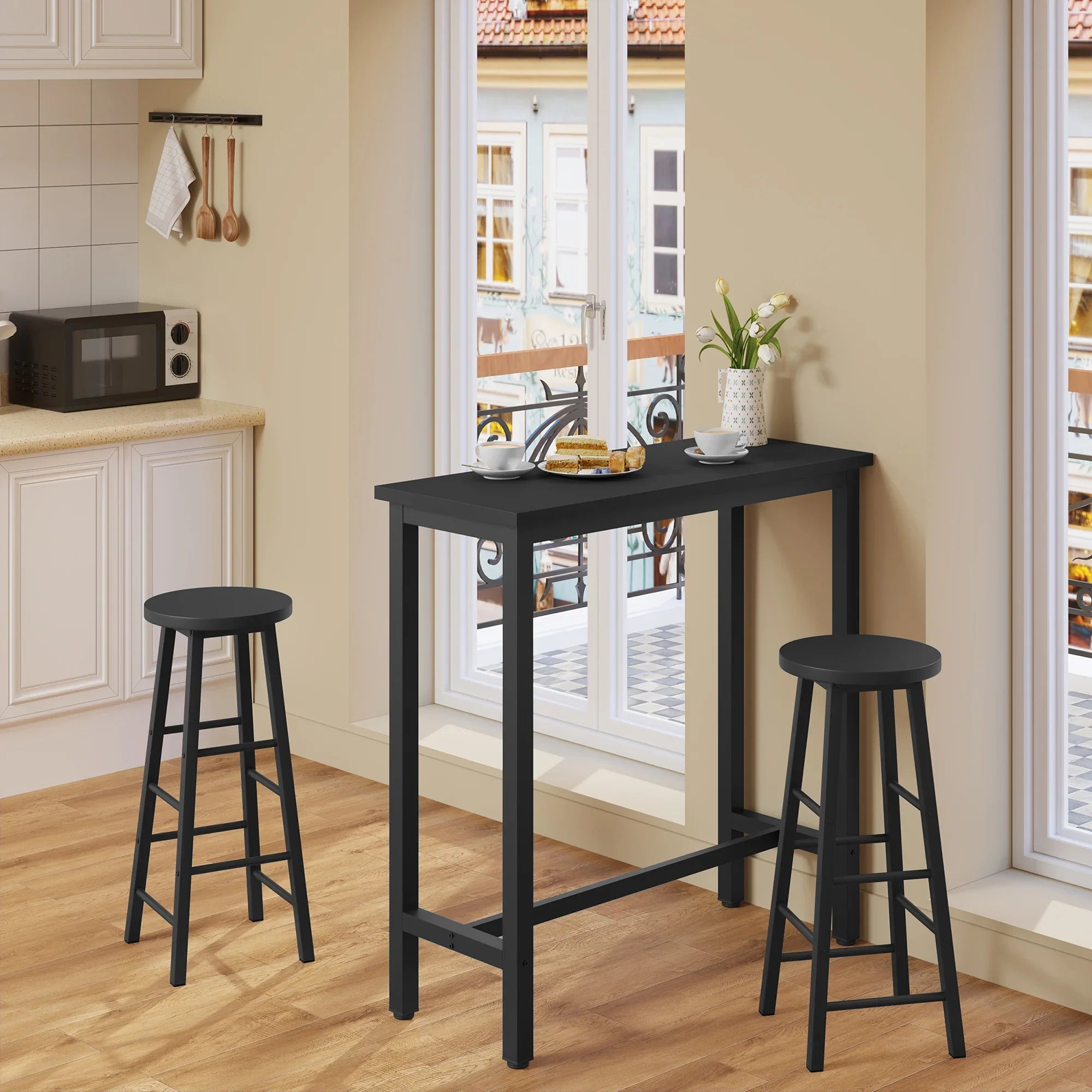 Black metal bar table | 40 x 100 x 100 cm