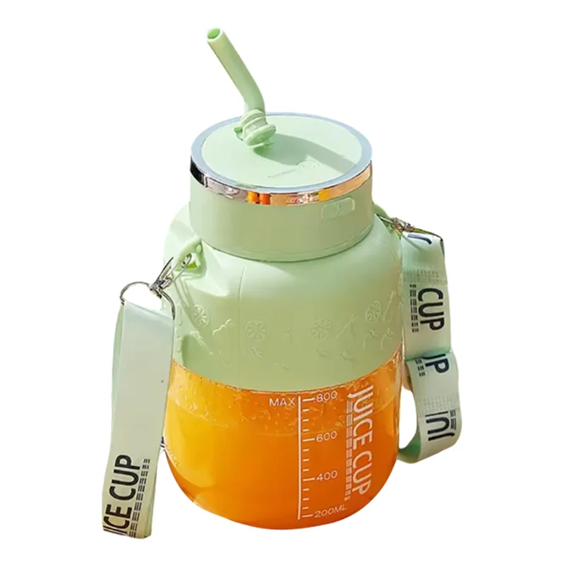 800ml Wireless Portable Electric Juicer Cup – 10 Stainless Steel Blades | USB Rechargeable Fruit Smoothie Blender with Straw & Lanyard