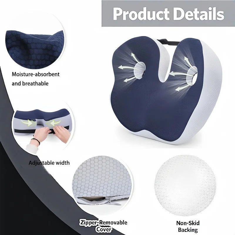 Adjustable Memory Foam Sit Bone Relief Seat Cushion