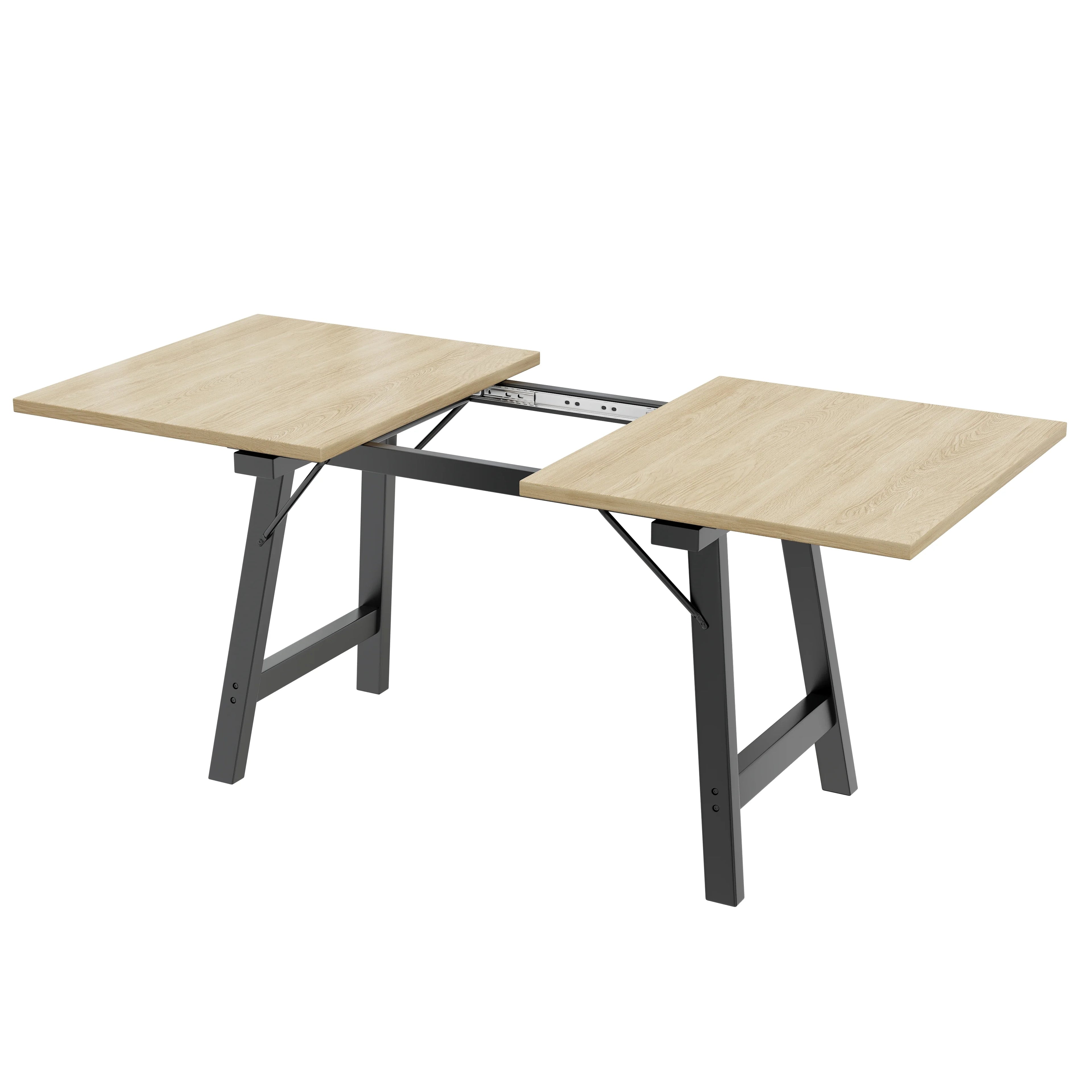Beige extendable dining table with alloy legs