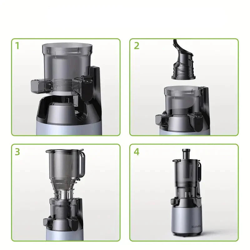 Extracteur de Jus XL à Froid à Rotation Lente – 130mm Largeur | Jus Pur & Sain | 1.8L